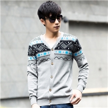 皇英格2013新款印花图案毛衣男装潮男修身型开衫毛衣