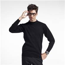 新款热销男士羊毛衫黑色圆领半高领毛衣纯色休闲商务男装