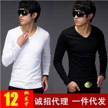 秋装热销2013韩版长袖T恤修身时尚百搭长袖t恤男纯色打底衫C11