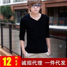 厂家批发2013秋冬长袖T恤男韩版修身潮休闲T恤男士长袖T恤男T恤