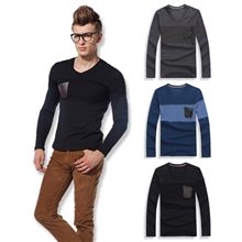 2013男装长袖v领T恤男v领长袖打底衫收身V领男士T恤男v领批发