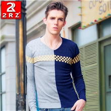 2013韩版男式士秋冬拼色V领毛衣针织衫批发秋冬男装毛衫毛衣男