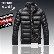 2013年白鸭绒时尚男士羽绒服男装pu皮羽绒衣男式羽绒服外套一件代