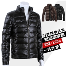 一件代发男士短款pu皮50%羽绒服时尚羽绒衣男男装羽绒服万件现货