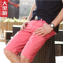 大黑狼男装学院风糖果裤韩版修身潮男休闲纯棉短裤男式五分裤短裤