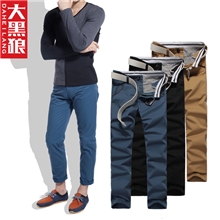 大黑狼男士新款修身长裤韩版纯棉休闲裤男款休闲长裤休闲裤男