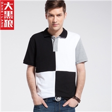 夏季男装翻领t恤男士短袖体恤polo衫男式拼接t恤时尚纯棉t恤男