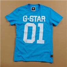 厂家直销外贸原单荷兰G家植绒字母LOGO欧美男式圆领短袖T恤