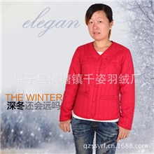 厂家直销2013中老年女士羽绒内胆鸡心领修身低价长袖羽绒批发