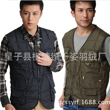 厂家直销男士多口袋商务休闲钓鱼马甲摄影背心羽绒棉款混批