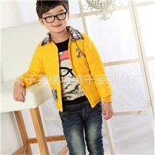 厂家直销2013新款童装男江南style卡通图案羽绒服衬衫领包邮