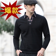 品牌批发假两件免费代理休闲男式针织衫男士羊毛衫男针织衫男装