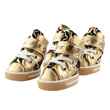 经典款亮皮LV宠物狗狗鞋子批发扎带设计方便耐磨橡胶底宠物鞋