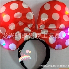 32CM大圆点米妮发箍大号色丁布发光蝴蝶结义乌派对装扮批发