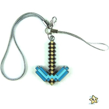 我的世界锄头标志金属吊坠项链/钥匙扣/手机绳(蓝色)