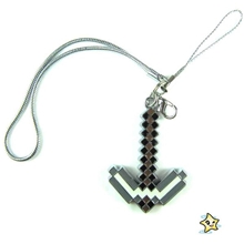 我的世界锄头标志金属吊坠项链/钥匙扣/手机绳(灰色)