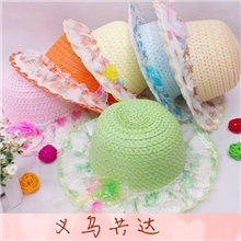 供应儿童草帽公主礼帽可爱遮阳帽