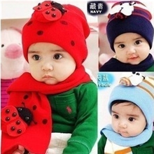MY816厂家直销韩版瓢虫套帽/甲壳虫帽帽子围巾两件套
