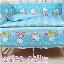 厂家批发婴儿床床帏全棉5件套可拆洗带棉芯卡通图案可定制