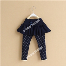 2013秋冬新款韩版童装女童水玉点点纯棉加绒裙裤童打底裤长裤