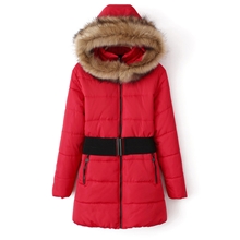 爆！2013新款热卖加厚收腰中长款女装棉服棉衣可脱卸帽羽绒棉服