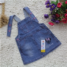 女童牛仔背带裙牛仔裙儿童裙子韩版吊带裙子连衣裙绣花米奇款