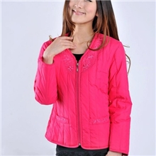 女式时尚保暖羽绒棉内胆，羽绒内胆批发收腰塑身长袖绣花