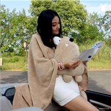 帕库玛小吃货多功能卡通抱枕毯子可爱卡通珊瑚绒车用