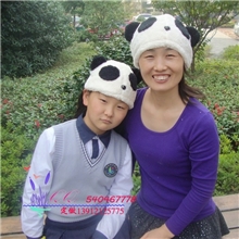 爆款热销双层加厚保暖舒棉绒卡通动物毛绒帽子批发熊猫亲子帽