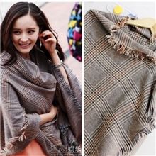 韩版格子围巾流苏毛边杨幂同款大披肩秋冬款长款围巾ZARA批发