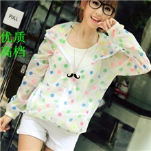 防晒衣长袖透明新款连帽夏季薄外套蕾丝女防晒服空调衫波点