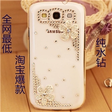 厂家三星i9300手机保护壳盖世3五叶花镶钻手机套F9302一件代发