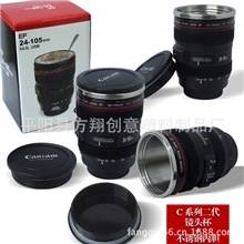 新二代+不锈钢内胆镜头杯促俏杯礼品杯不锈钢水杯镜头杯