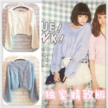 vivi10月LilyBrown藤井莉娜着可爱麻花宽松毛衣圆领lena针织衫