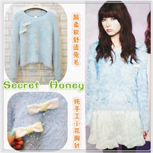 vivi11月SecretHoney长兔毛毛衣蝴蝶结针织衫