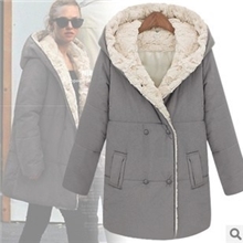 欧美女装2013羽绒加厚棉衣外套大码女装中长款棉服保暖连帽外套