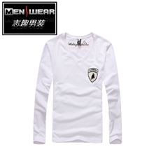 2013男士T恤休闲百搭时尚V领长袖T恤男男式打底衫兰博基尼505