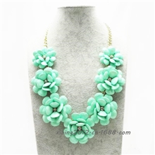 中配jcrew花瓣花朵百合花项链夸张宝石配饰欧美时尚七朵花