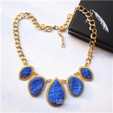 欧美春季街拍树脂泡沫项链围领镀金链大珠宝火焰石jcrew品牌