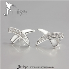 精美水钻耳环批发韩版精品热销镀银宴会配饰混批镶石X耳钉E192