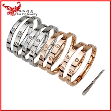 钛钢饰品永恒之环螺丝刀玫瑰金手镯镶钻/无钻手镯