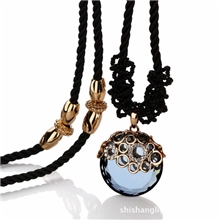 丽银丽贝丽影秋冬新款韩版毛衣链进口奥钻圆形水晶长款项链首饰