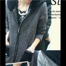 2013青羽鹤呢料带羊绒帽韩版加厚保暖带拉链时尚女士外套