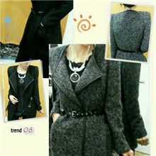 秋冬女装新款长版呢大衣时尚大气大翻领配腰带女士毛呢外套