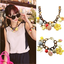 红人kaki款FUNDAISY波西米亚昆虫多挂坠金色手链+项链套装