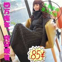 2013韩版高领堆堆领针织毛衣修身麻花长款连衣裙批发