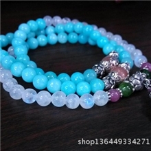 厂家直批天然天河石彩虹月光3圈时尚花式手链6.5mm独家款式