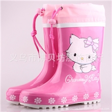2013热卖时尚酷派束口粉图带猫图案儿童雨鞋雨天小孩最爱雨鞋雨靴
