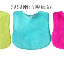外贸纯色毛巾布防水PEVA围嘴厂家批发婴儿围兜口水兜口水巾