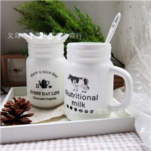 创意zakka田园小鸟皇冠奶牛礼品陶瓷杯牛奶咖啡水杯带盖带勺